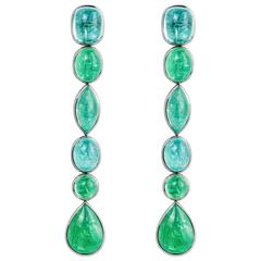 Colleen B. Rosenblat African Paraiba Tourmaline Gold Drop Earrings 4