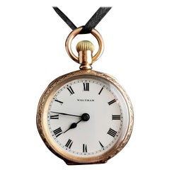 Antique Edwardian Fob Watch, Gold Plated, Waltham