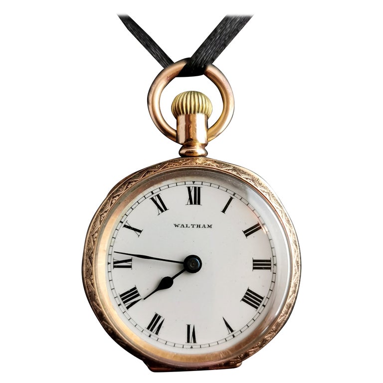 Antique Edwardian Fob Watch, Gold Plated, Waltham at 1stDibs | edwardian  pocket watch