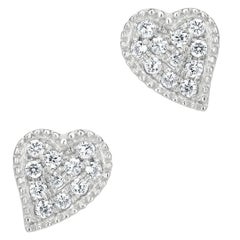 Luxle Heart Diamond Stud Earrings in 18k White Gold