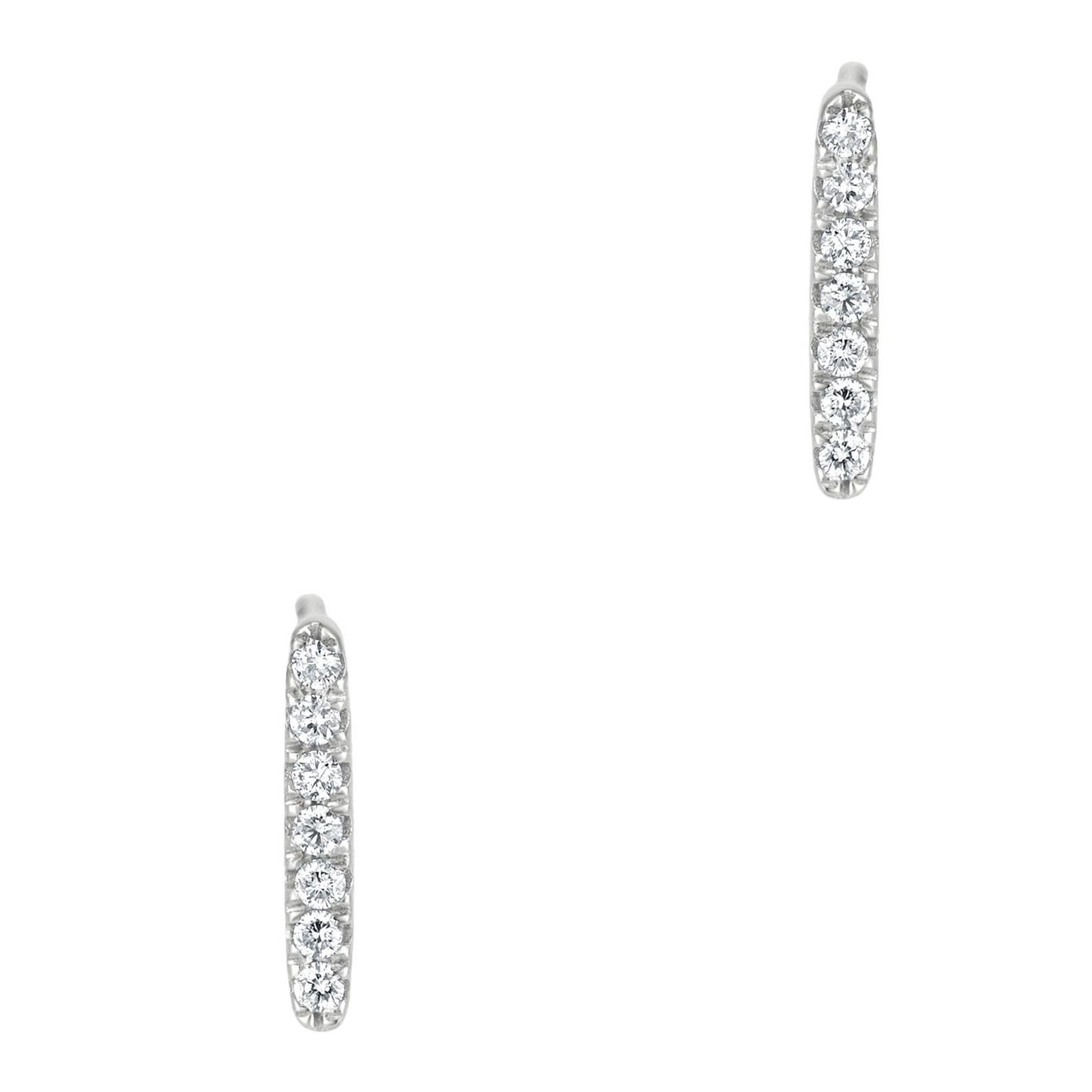 Luxle Baguette Diamond Bar Stud Earrings in 18K Rose Gold For Sale at