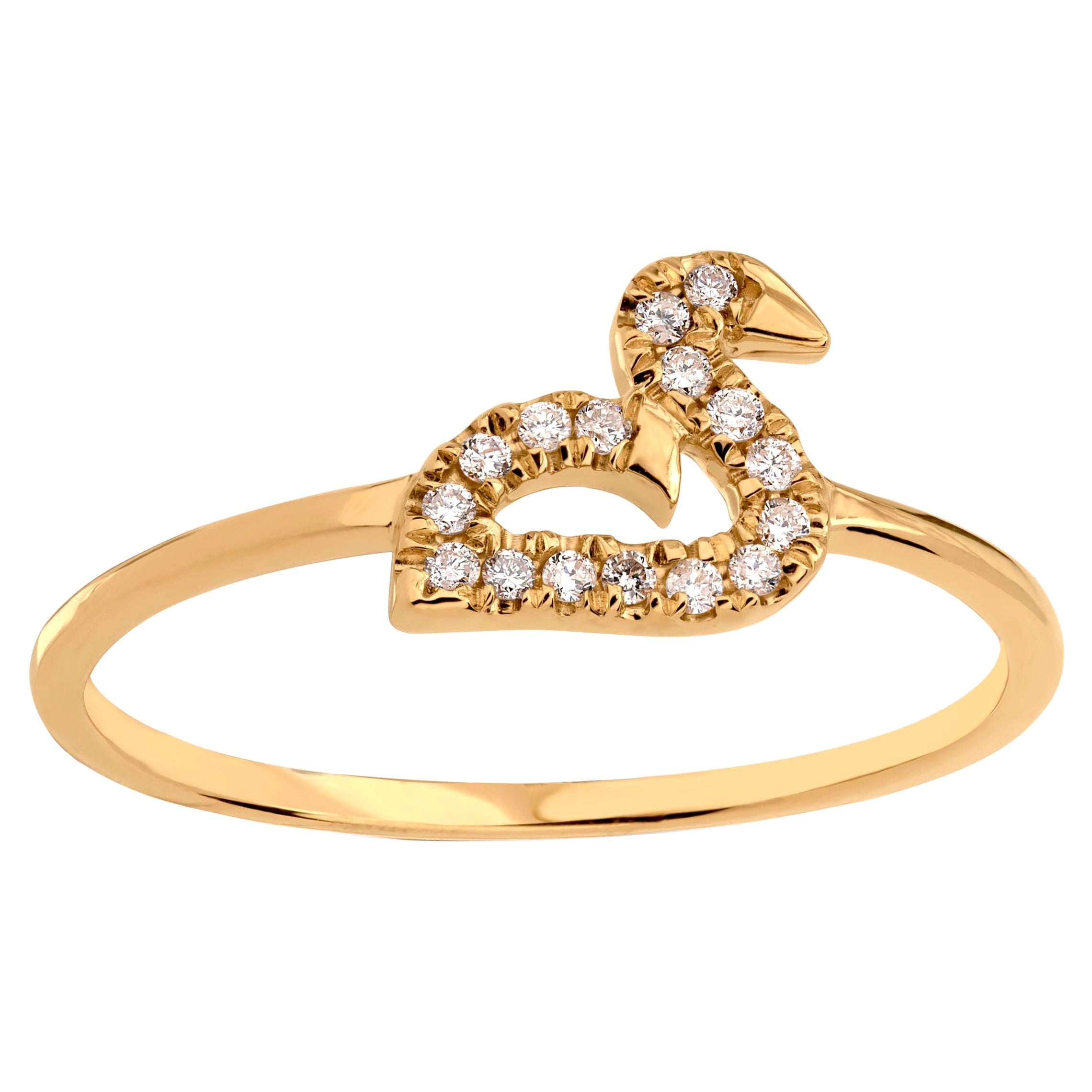 Luxle Swan Diamond Ring in 18K Yellow Gold