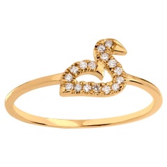 Luxle Swan Diamond Ring in 18K Yellow Gold