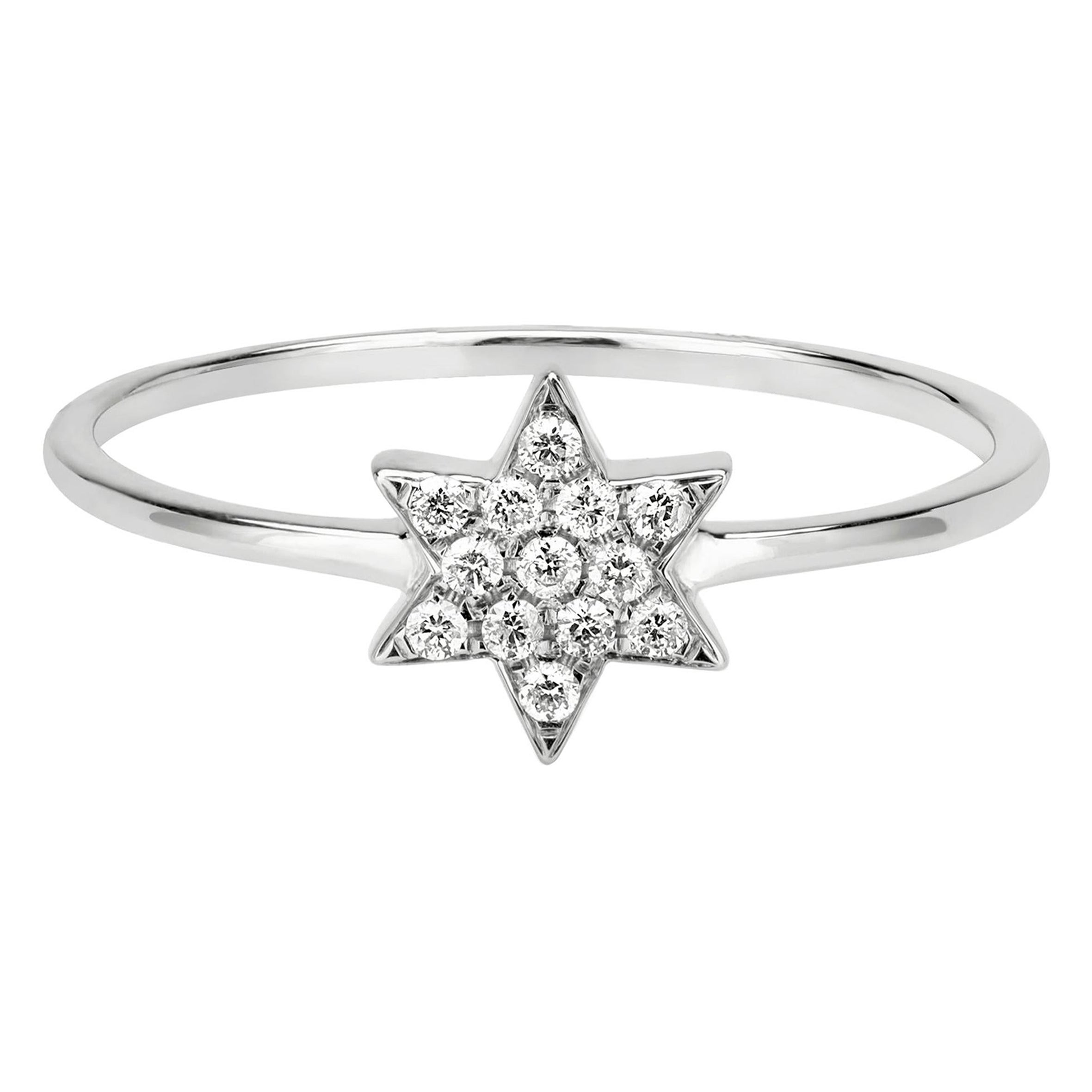 Luxle Diamond Star Ring in 18k White Gold