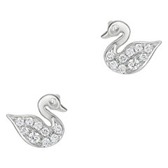 Luxle Swan Diamond Stud Earrings in 18k White Gold