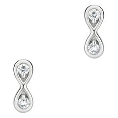 Luxle Diamond Infinity Stud Earrings in 18k White Gold