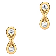 Luxle Diamond Infinity Stud Earrings in 18k Yellow Gold