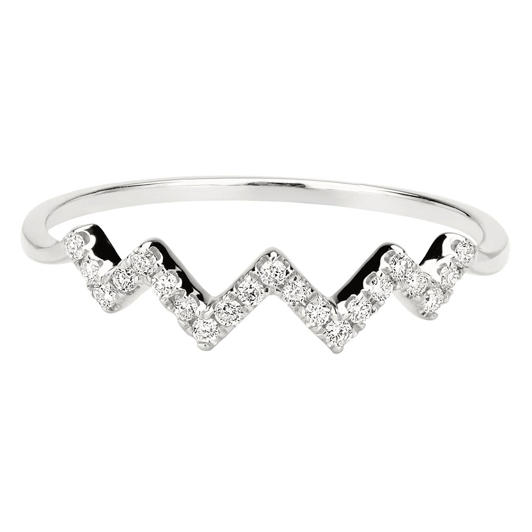 14 Karat White Gold Zig Zag Ring at 1stDibs