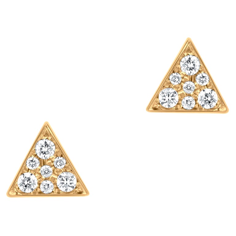 Luxle Triangle Diamond Stud Earrings in 18K Yellow Gold For Sale at 1stDibs