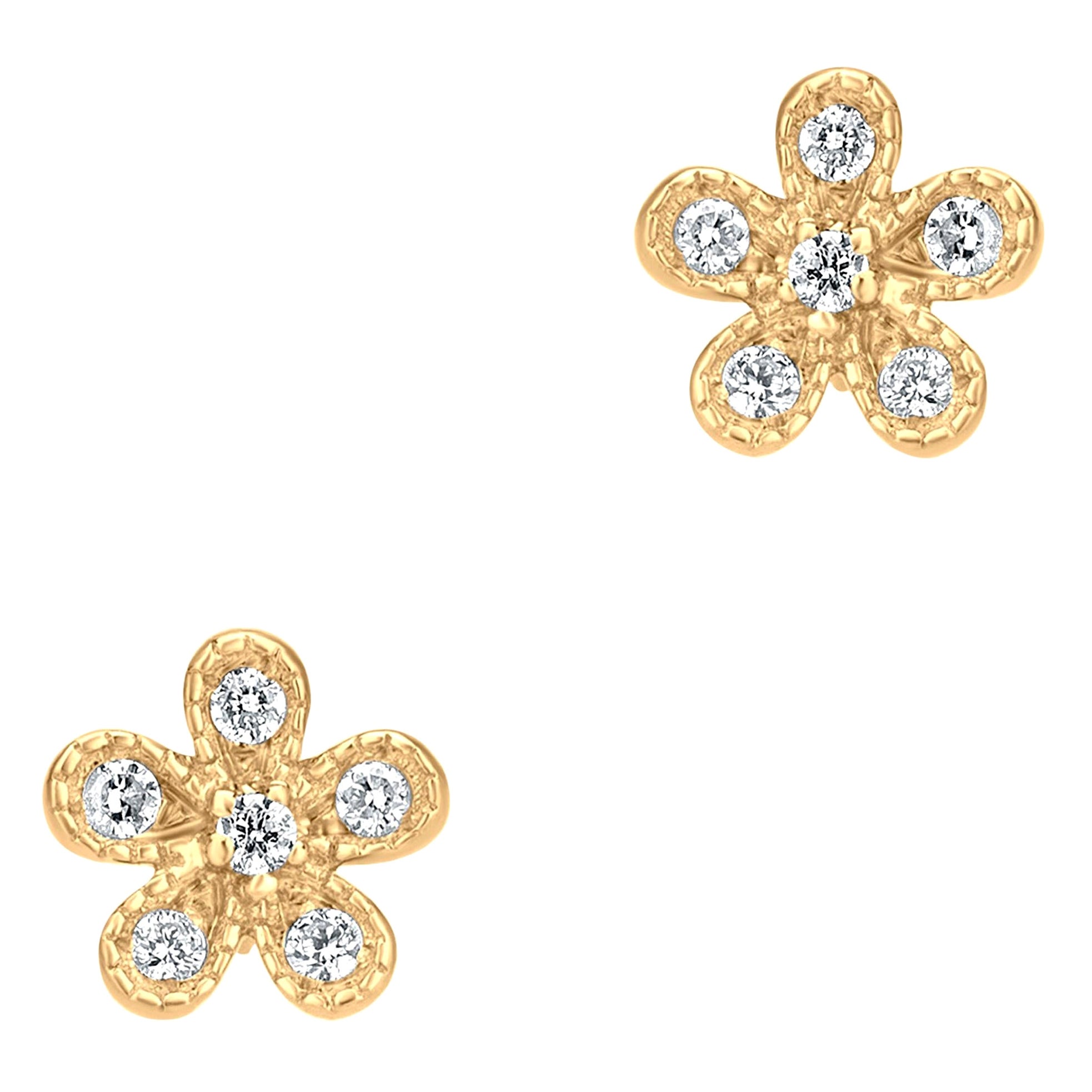 Diamond Stud Earrings in Lotus Flower Motif For Sale at 1stDibs | lotus ...