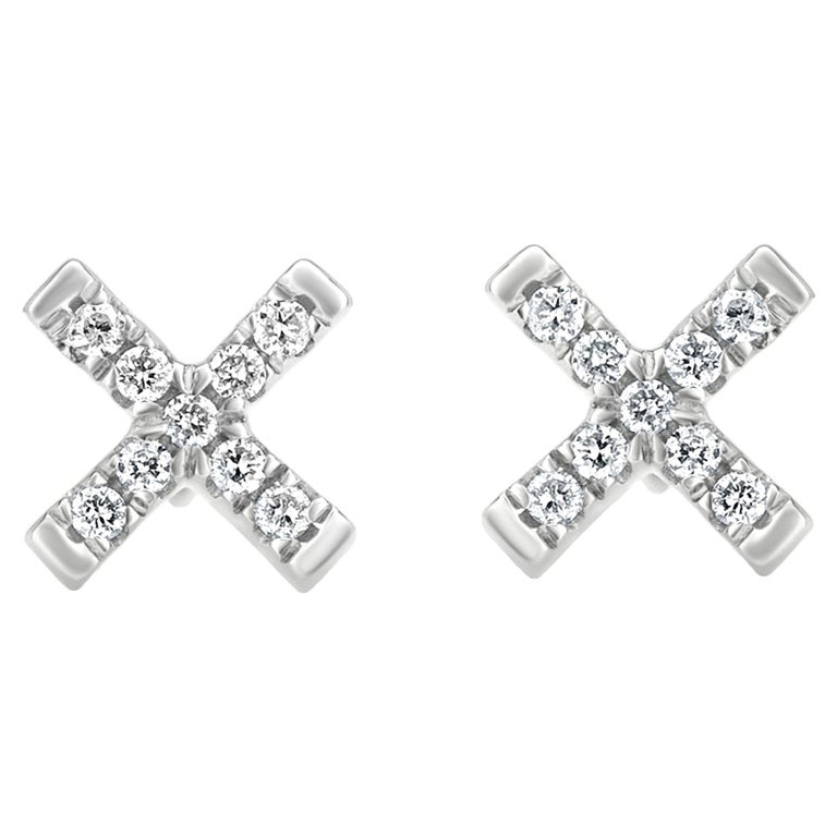 Luxle X Diamond Stud Earrings in 18k White Gold For Sale at 1stDibs