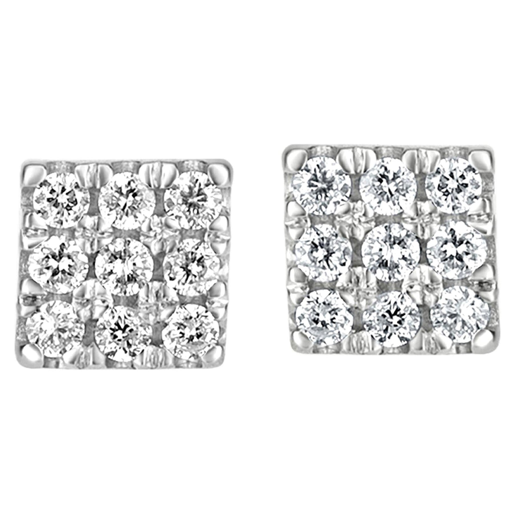 Diamond Gold Square Earrings at 1stDibs