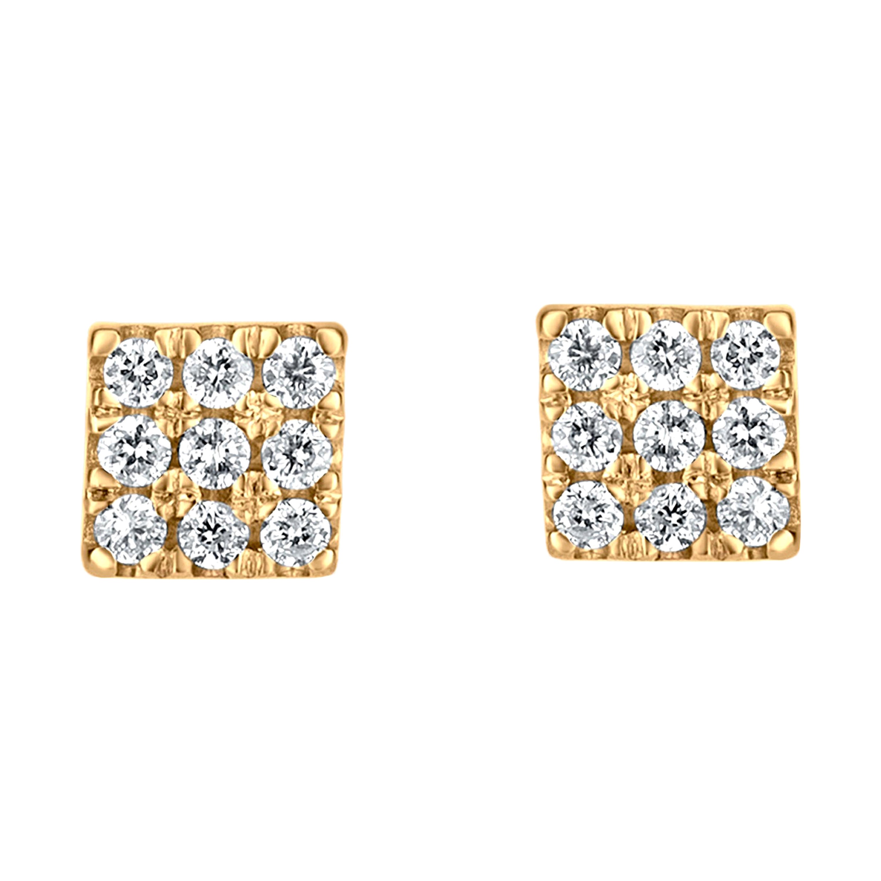 Diamond Gold Square Earrings at 1stDibs