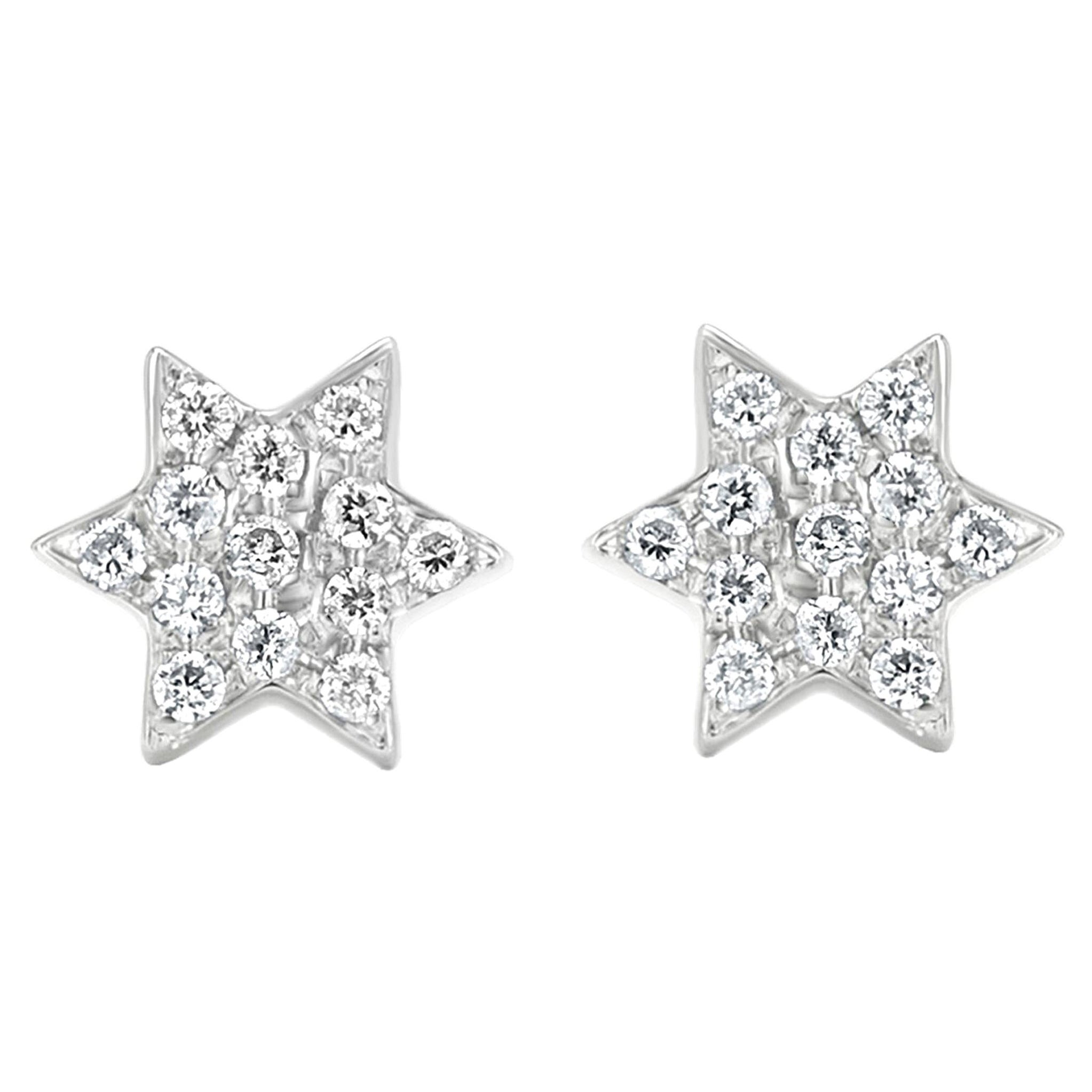 Luxle Diamond Star Stud Earrings in 18k Yellow Gold For Sale at 1stDibs