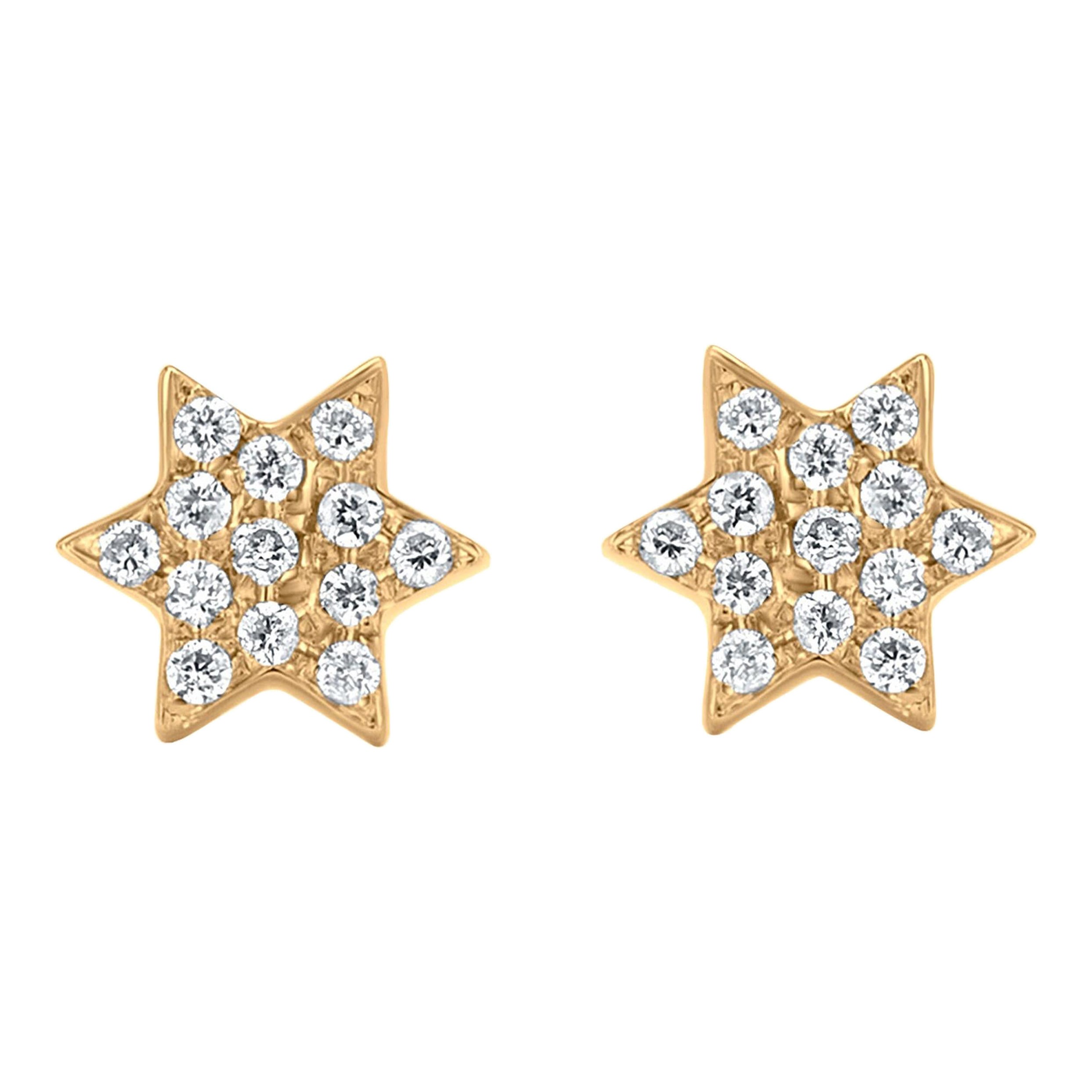 Kwiat Diamond Star Stud Earrings in 18 Karat White Gold For Sale at 1stDibs