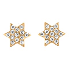 Luxle Diamond Star Stud Earrings in 18k Yellow Gold