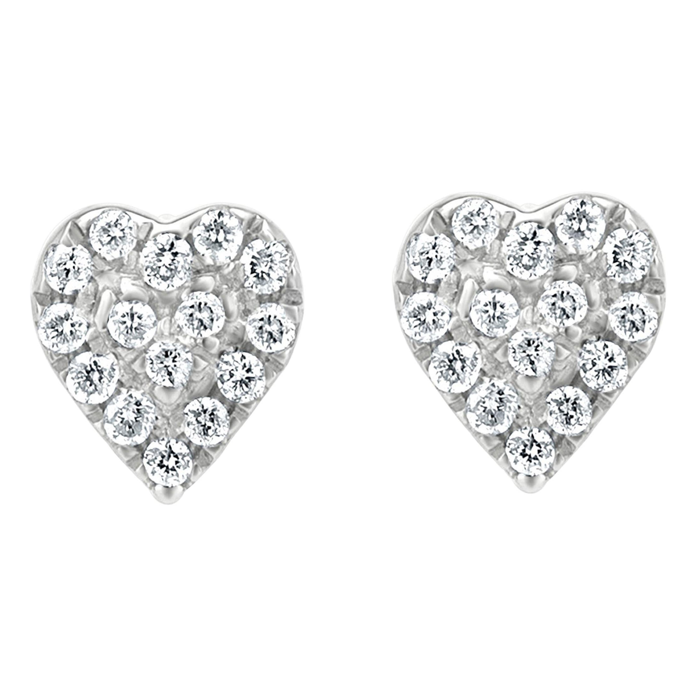 Cartier Puffed Heart Diamond Stud Earrings in White Gold at 1stDibs