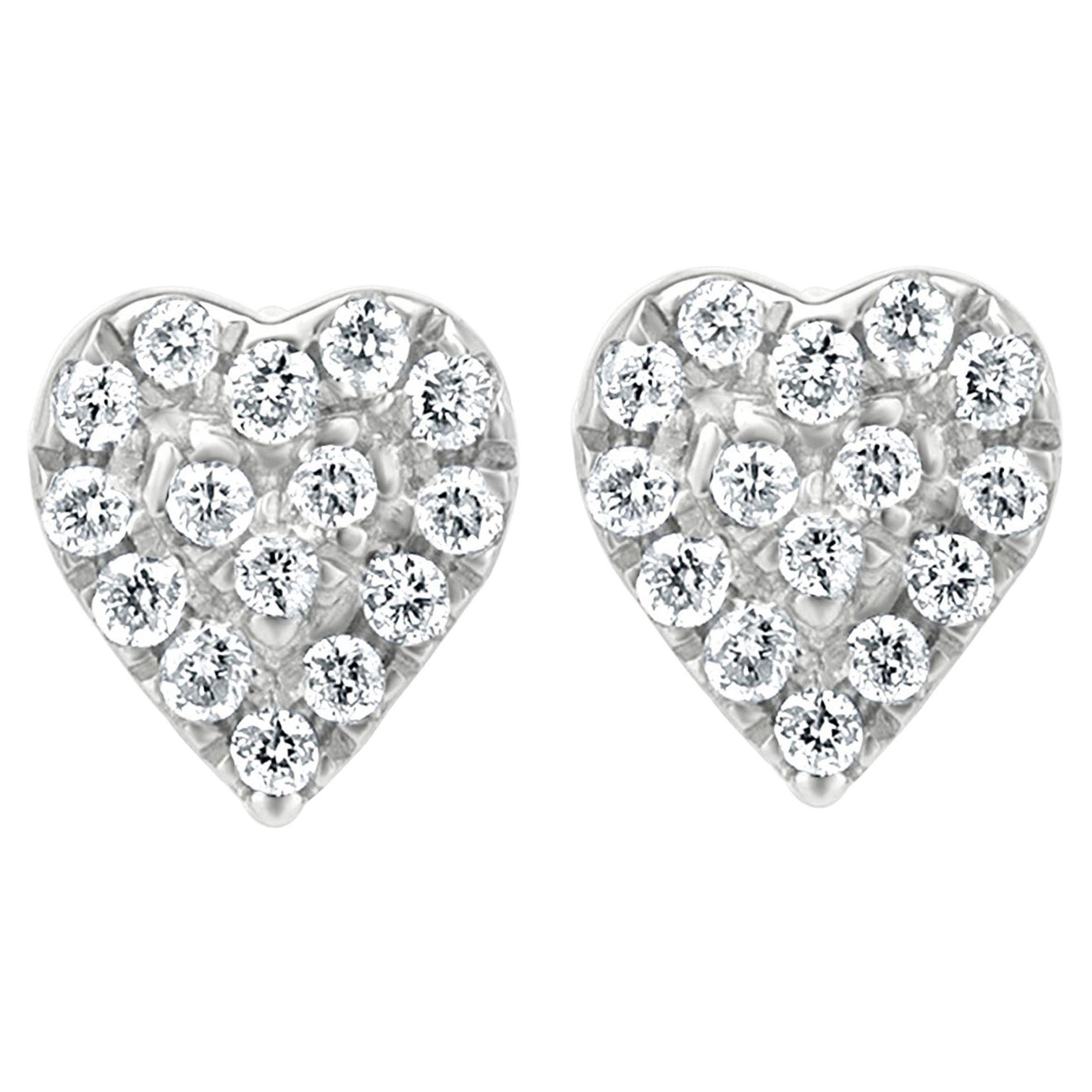 Luxle 1.4 Cttw. Diamond Heart-Shaped Stud Earrings in 18K Rose Gold For ...