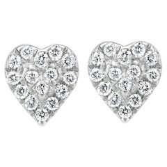 Luxle Diamond Heart Stud Earrings in 18k White Gold