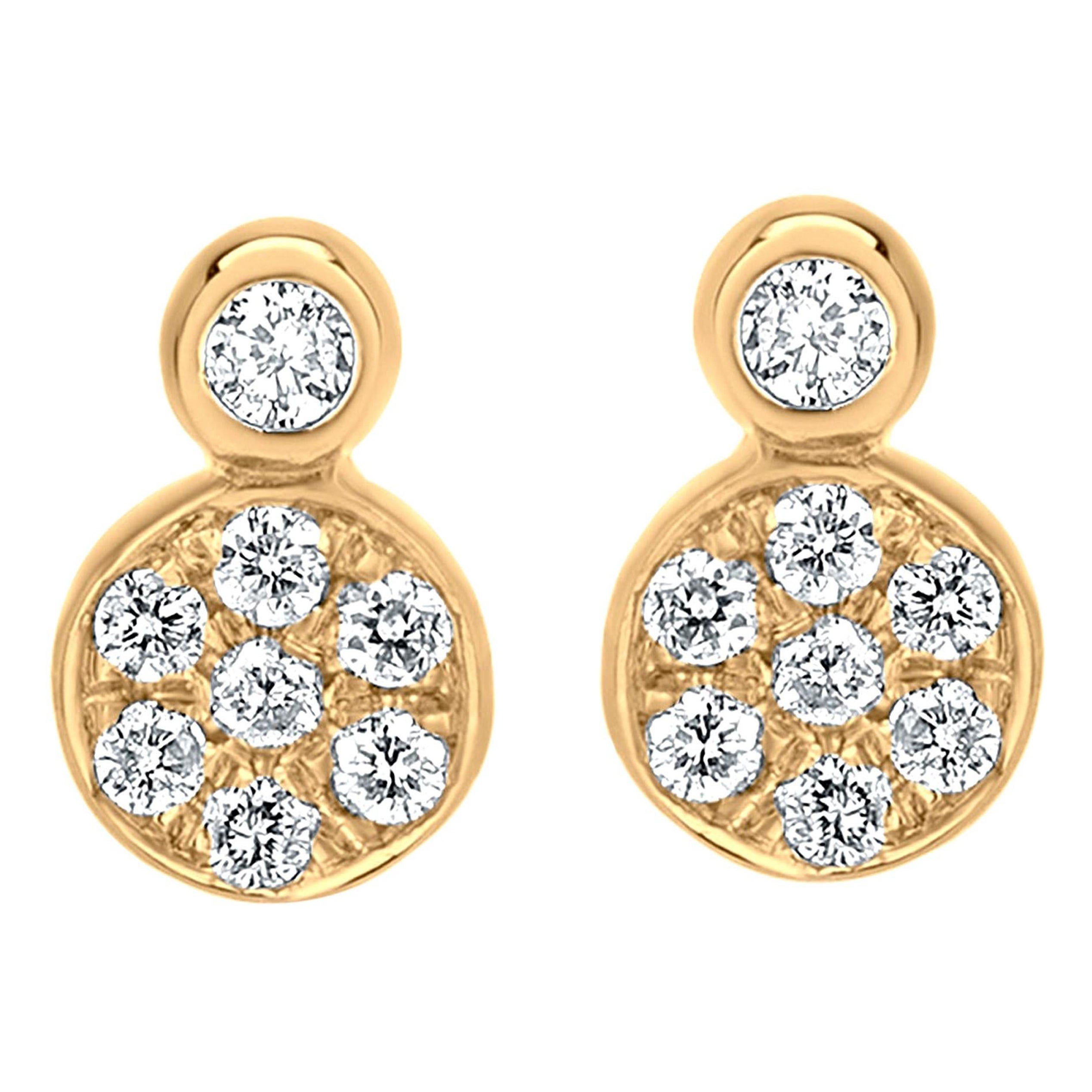 Luxle Diamond Cluster Stud Earrings in 18k Yellow Gold