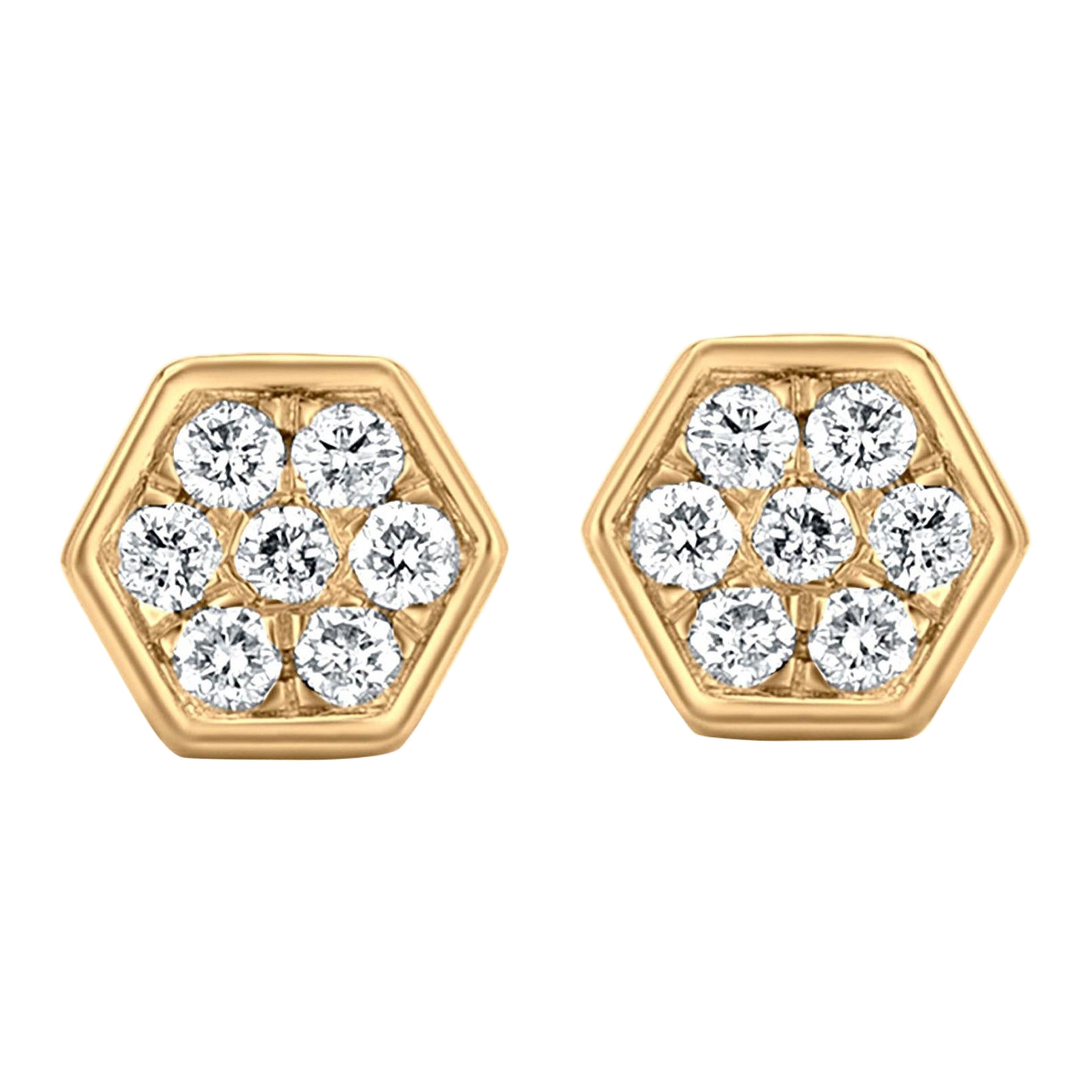 Luxle X Diamond Stud Earrings in 18k Yellow Gold For Sale at 1stDibs