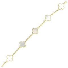 Van Cleef & Arpels Vintage Alhambra Mother of Pearl Gold Bracelet 