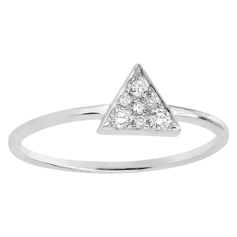 Luxle Diamond Triangle Ring in 18k White Gold For Sale at 1stDibs
