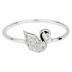 Luxle Swan Diamond Ring in 18K White Gold