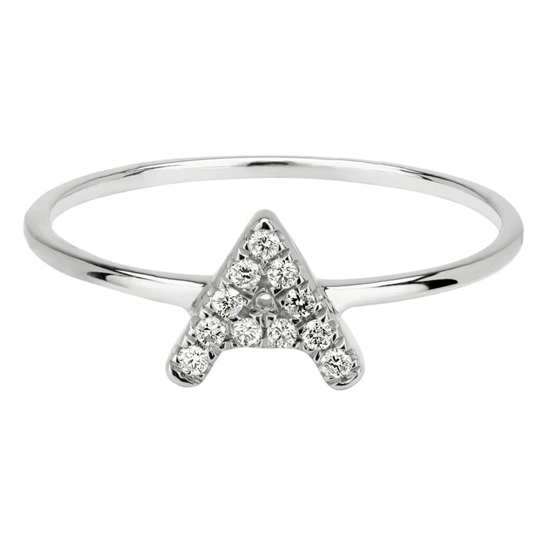 Luxle Alphabet A Diamond Ring in 18K White Gold For Sale at 1stDibs
