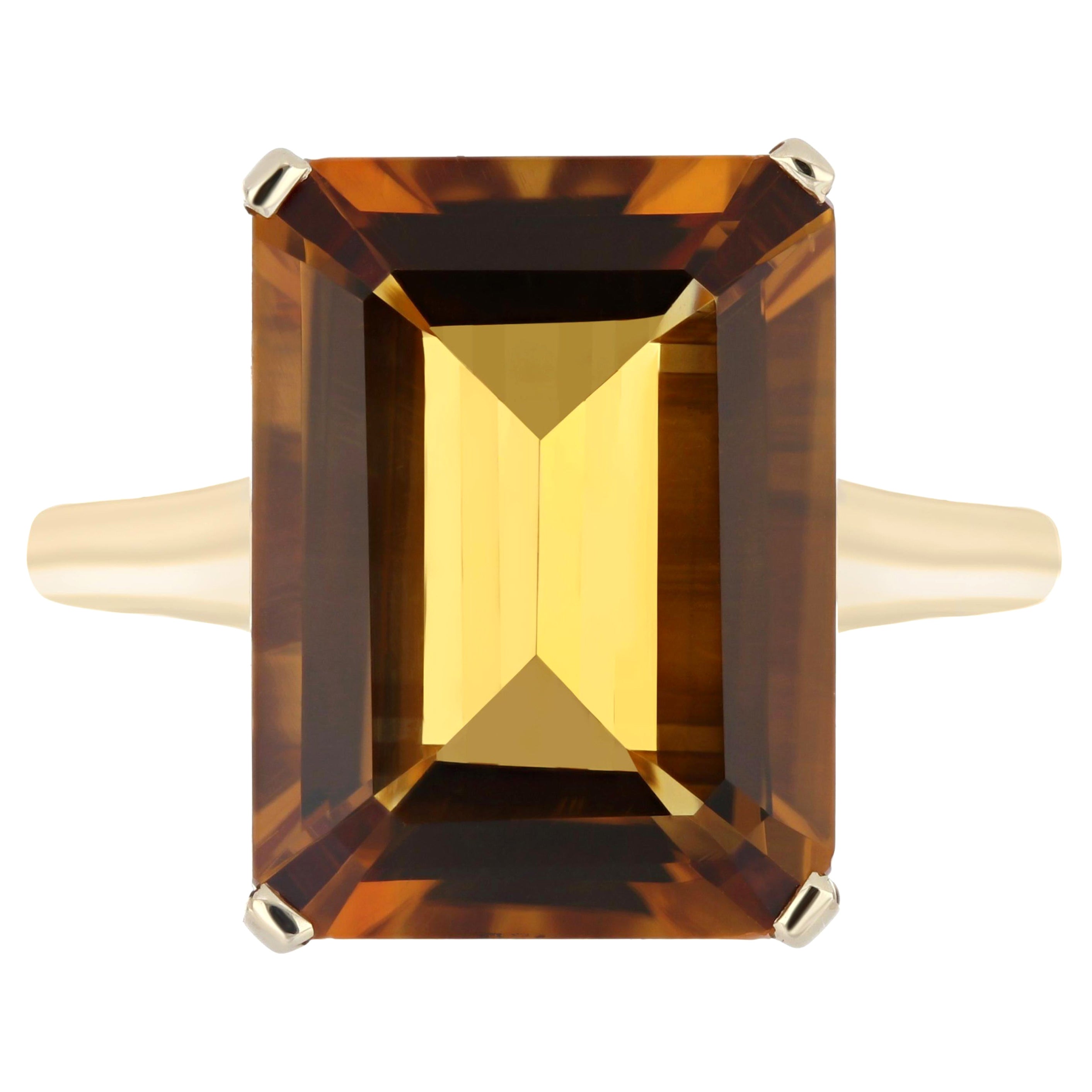 Madeira Citrine and Yellow Sapphire Studded Ring in 10K Yellow Gold