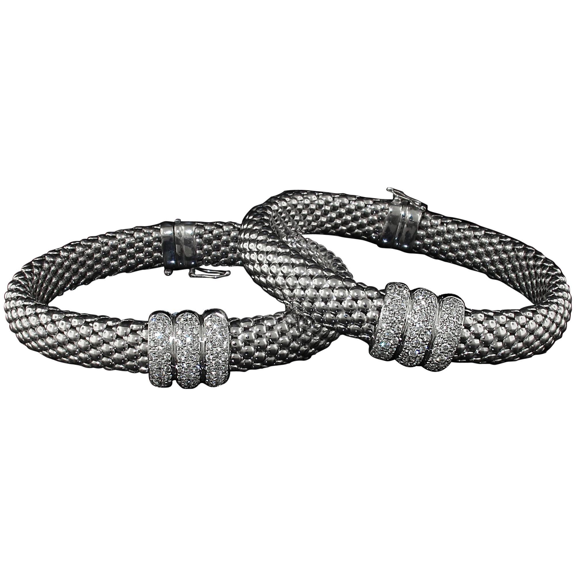 DAG Pair of Diamond Gold Bangle Bracelets