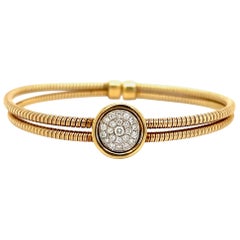 Bracelet jonc vintage extensible à chaîne en or jaune 18 carats avec diamants