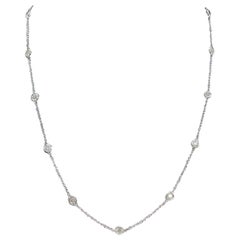 1.16 Carat 11 Station Diamond by the Yard Necklace 14 Karat White Gold