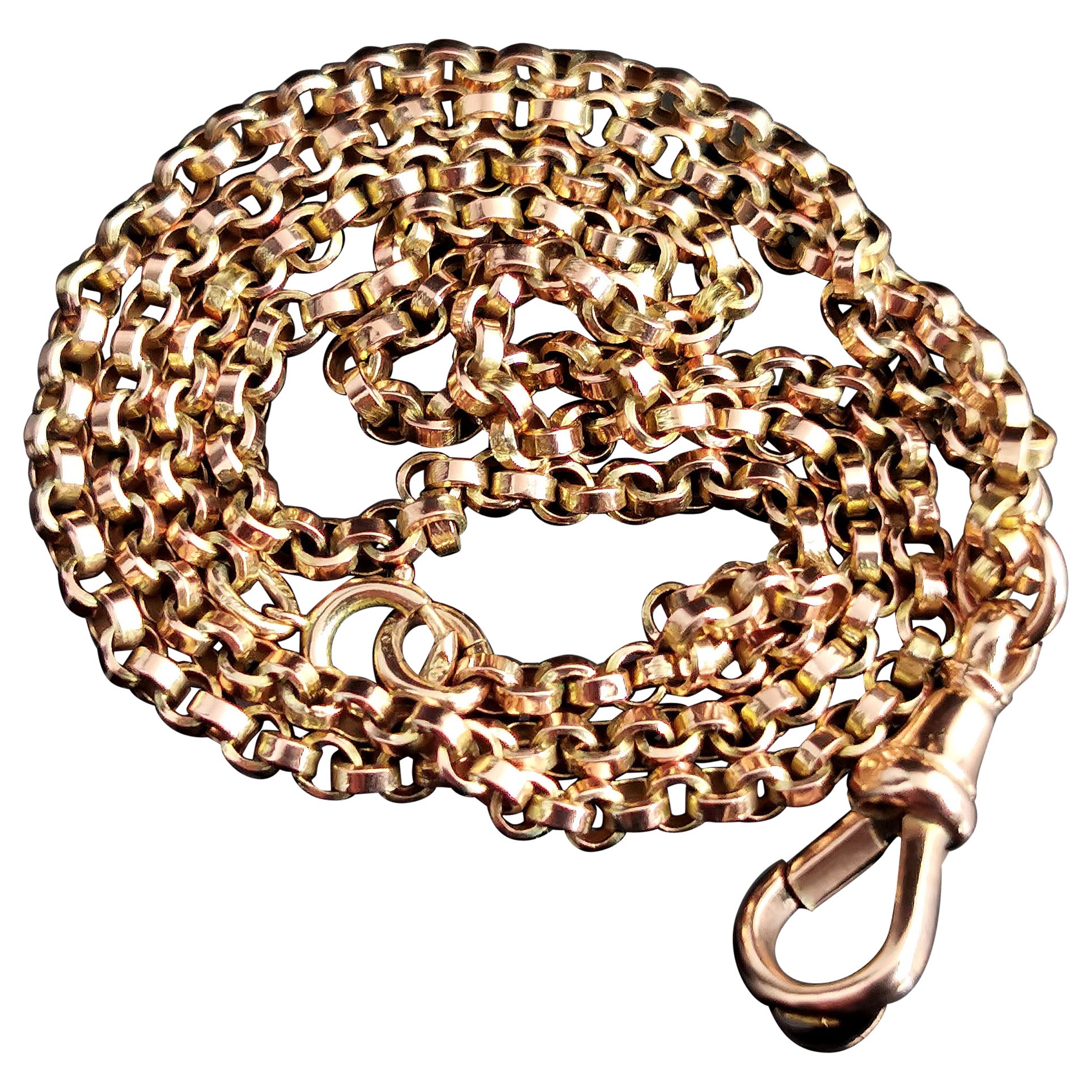 Late Victorian French Yellow Gold Link Chain Necklace For Sale At 1stdibs