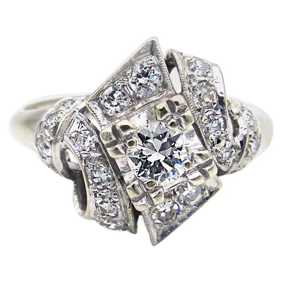 Art Deco Diamond White Gold Engagement Ring