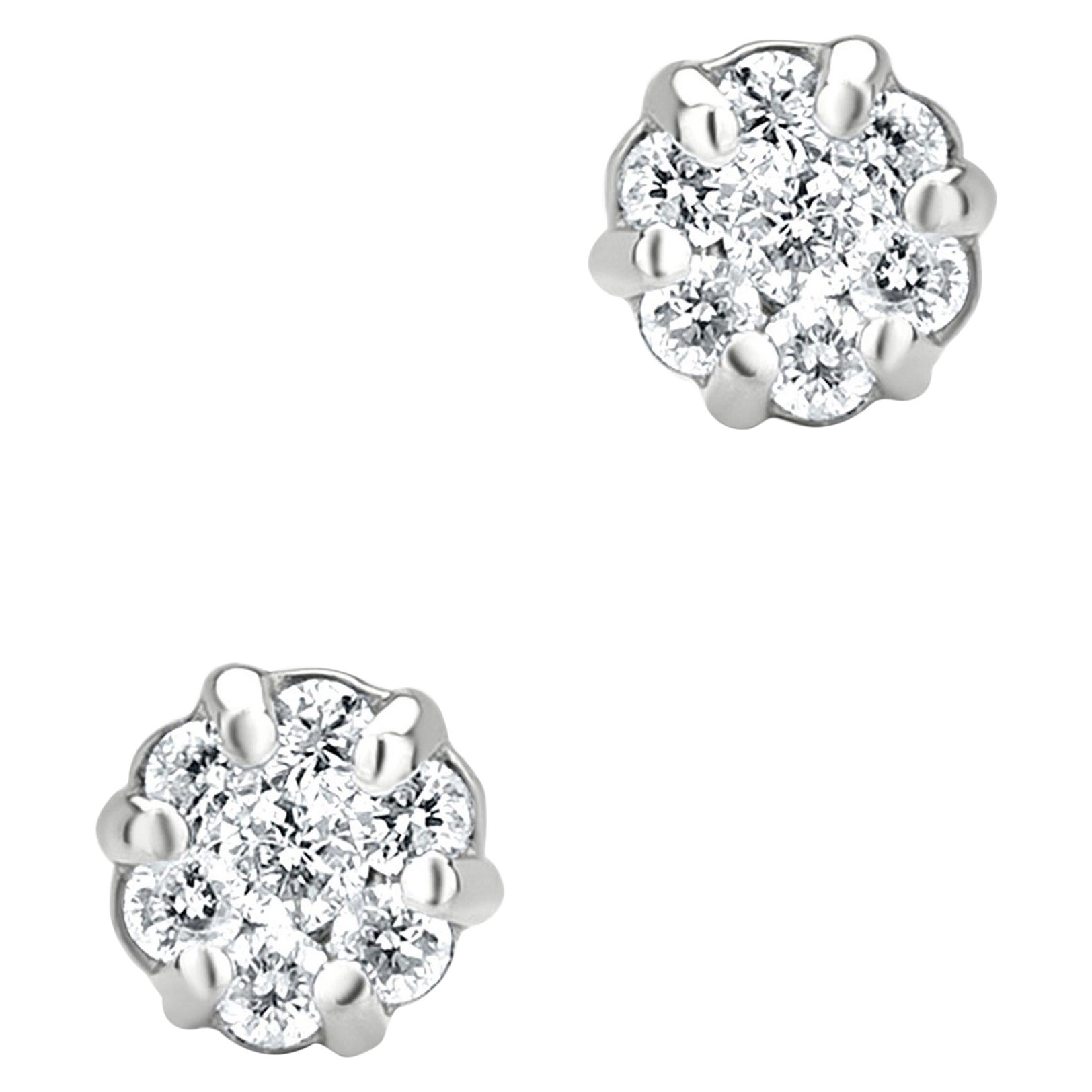 Cartier Flower Diamond White Gold Stud Earrings at 1stDibs cartier flower earrings