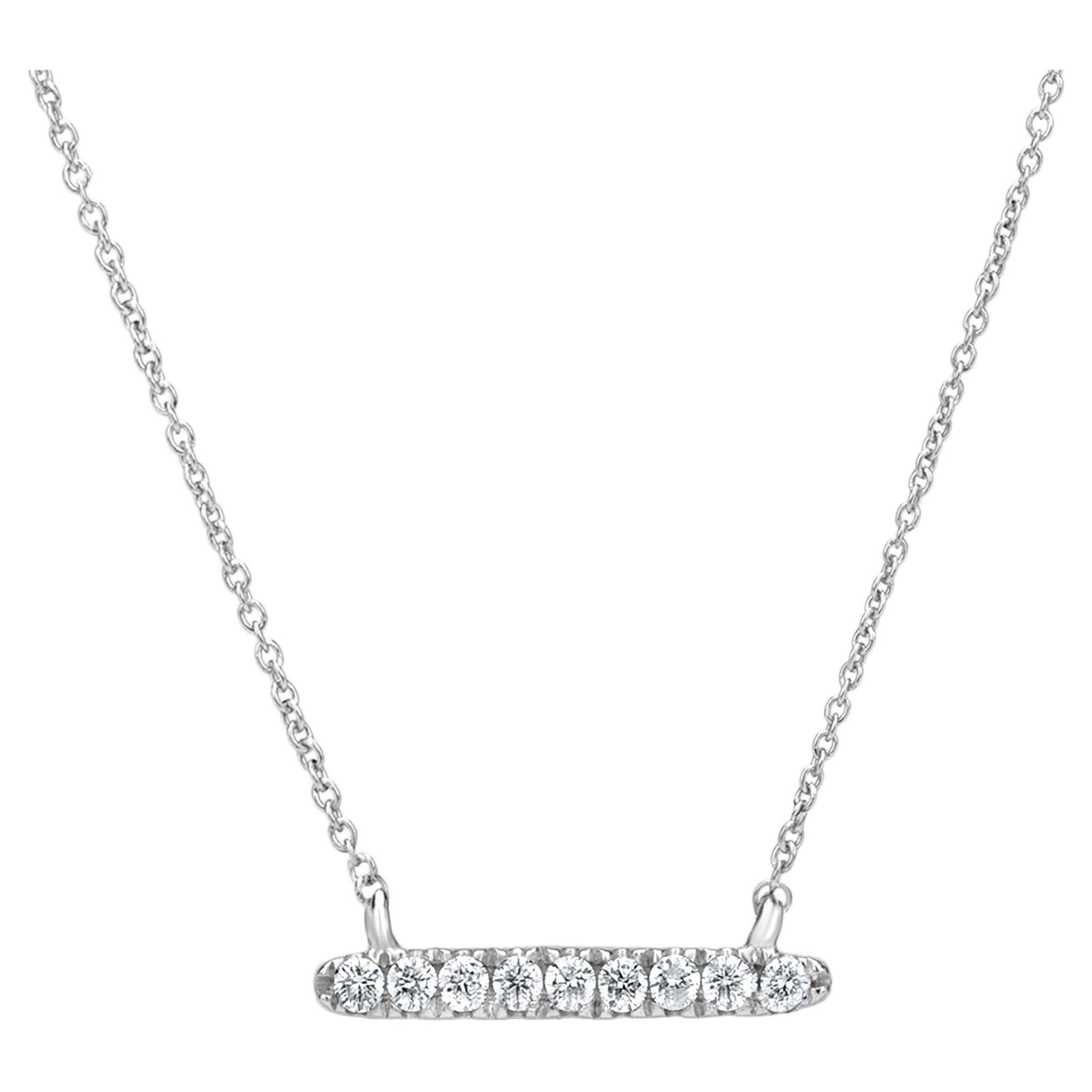 Luxle Bar Diamond Pendant Necklace in 18K White Gold