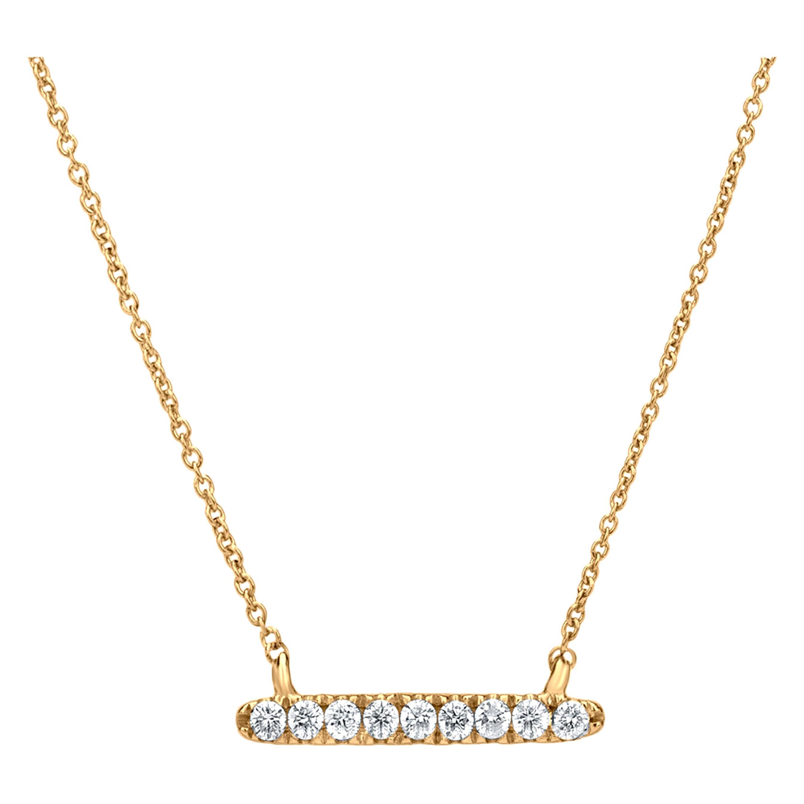 Luxle  Bar Diamond Pendant Necklace in 18K Yellow Gold