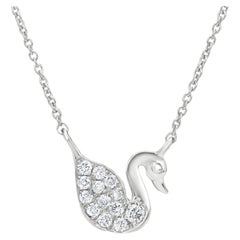 Luxle Swan Diamond Pendant Necklace in 18k White Gold