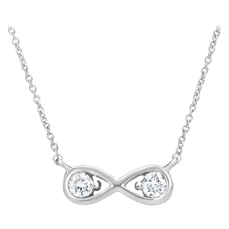 Luxle Infinity Diamond Pendant Necklace in 18K White Gold For Sale at