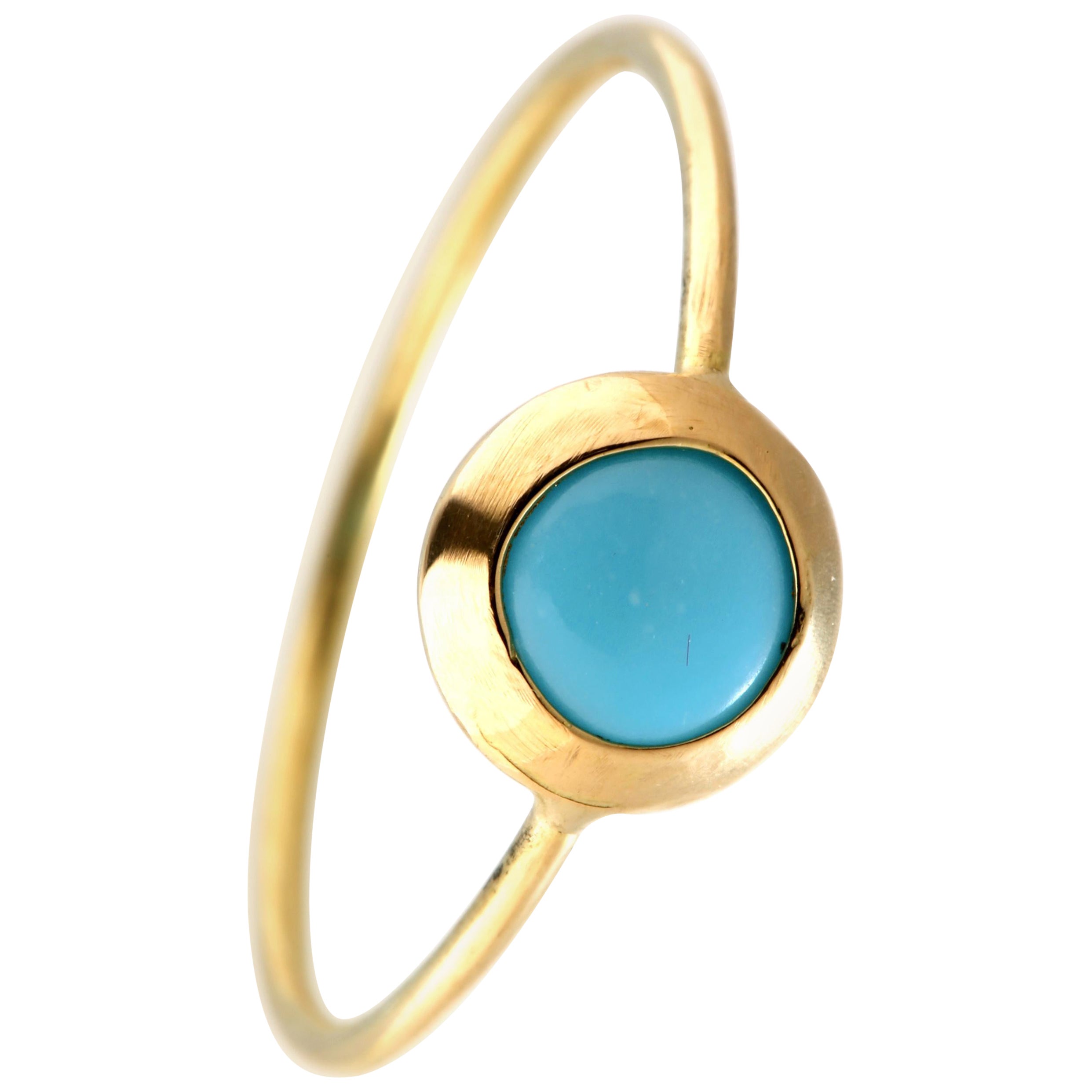 18k Yellow Gold Turquoise Cabochon Boho Chic Stackable Green Ring Intini Jewels