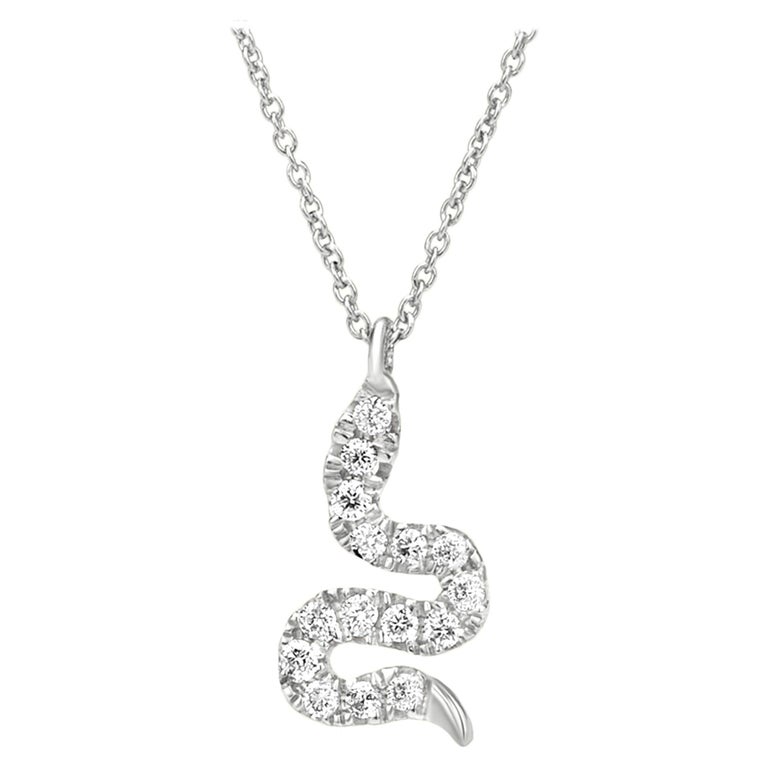 Luxle Snake Diamond Pendant Necklace in 18k White Gold at 1stDibs