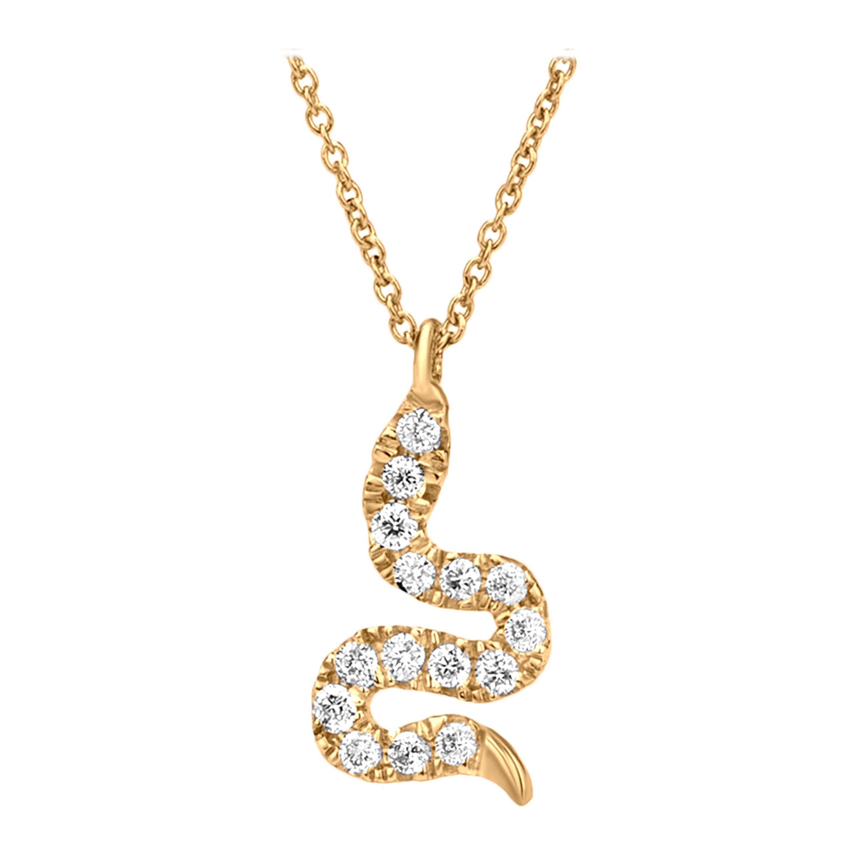 Luxle Snake Diamond Pendant Necklace in 18k Yellow Gold