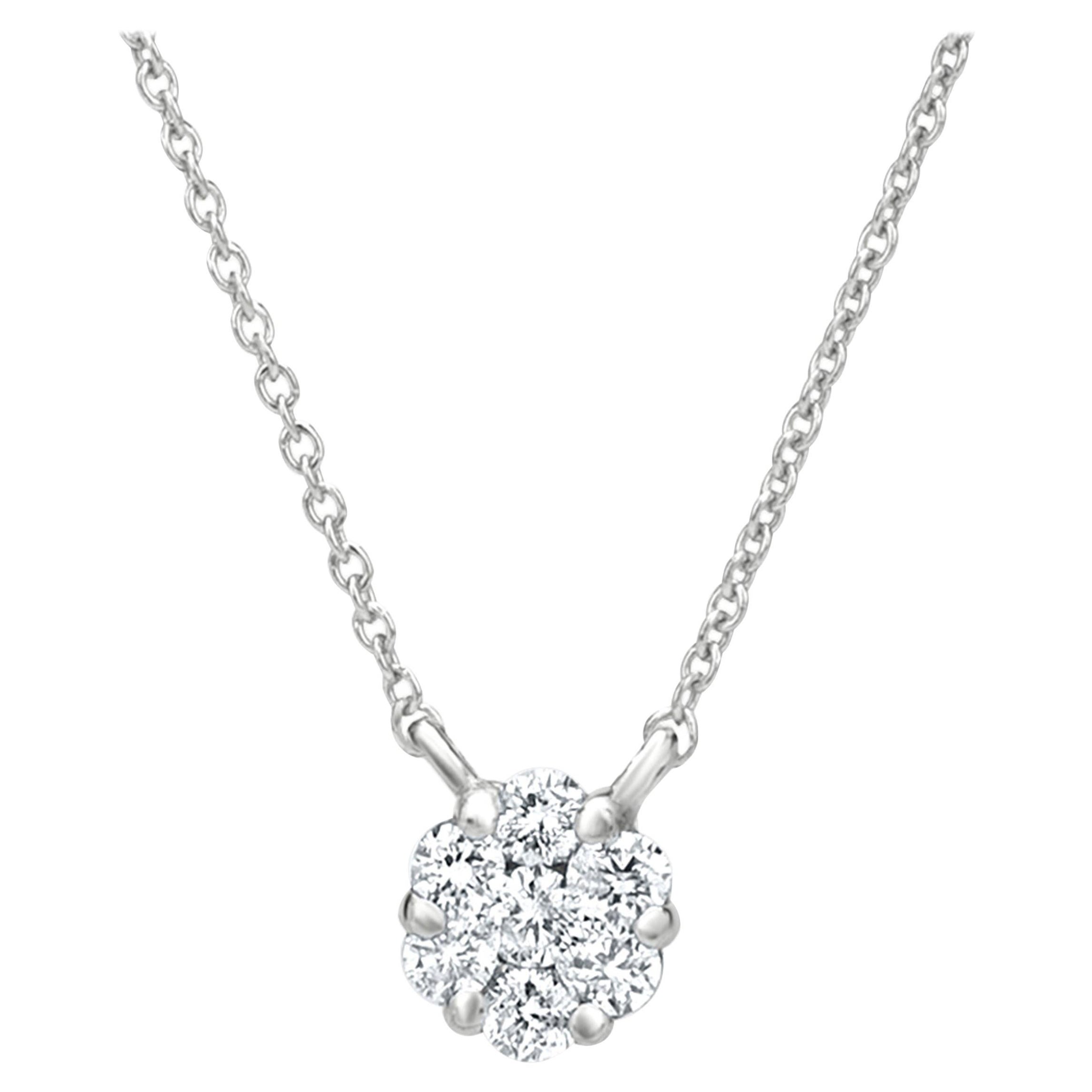 Luxle Cluster Diamond Pendant Necklace in 18K White Gold
