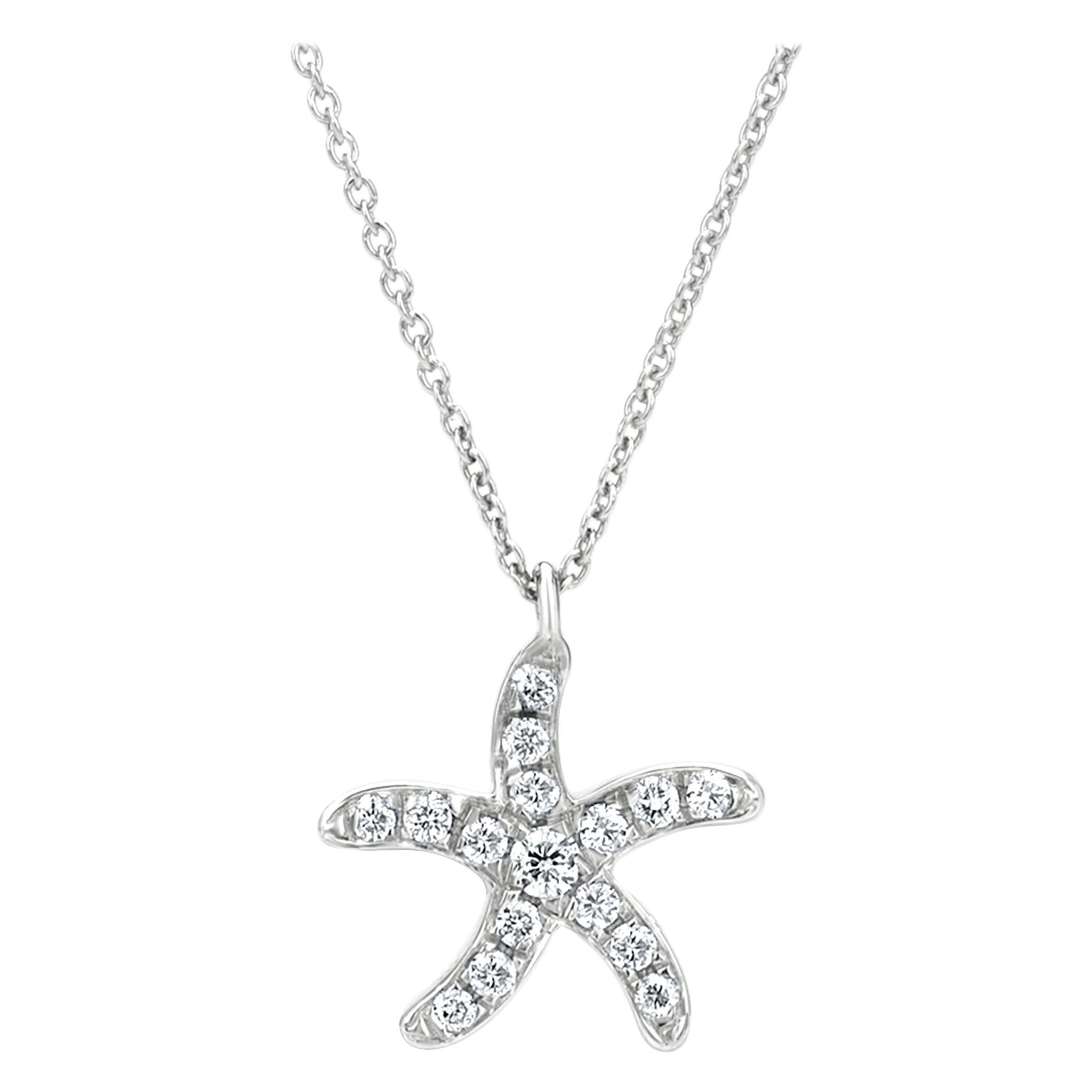 Luxle Starfish Diamond Pendant Necklace in 18K White Gold