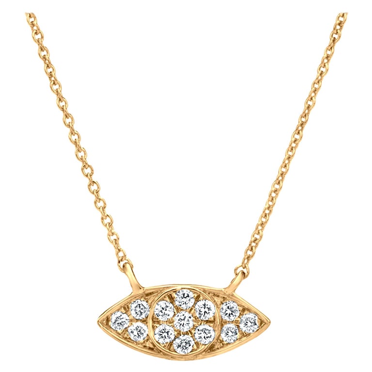 Luxle Diamond Eye Pendant Necklace in 18K Yellow Gold For Sale at 1stDibs