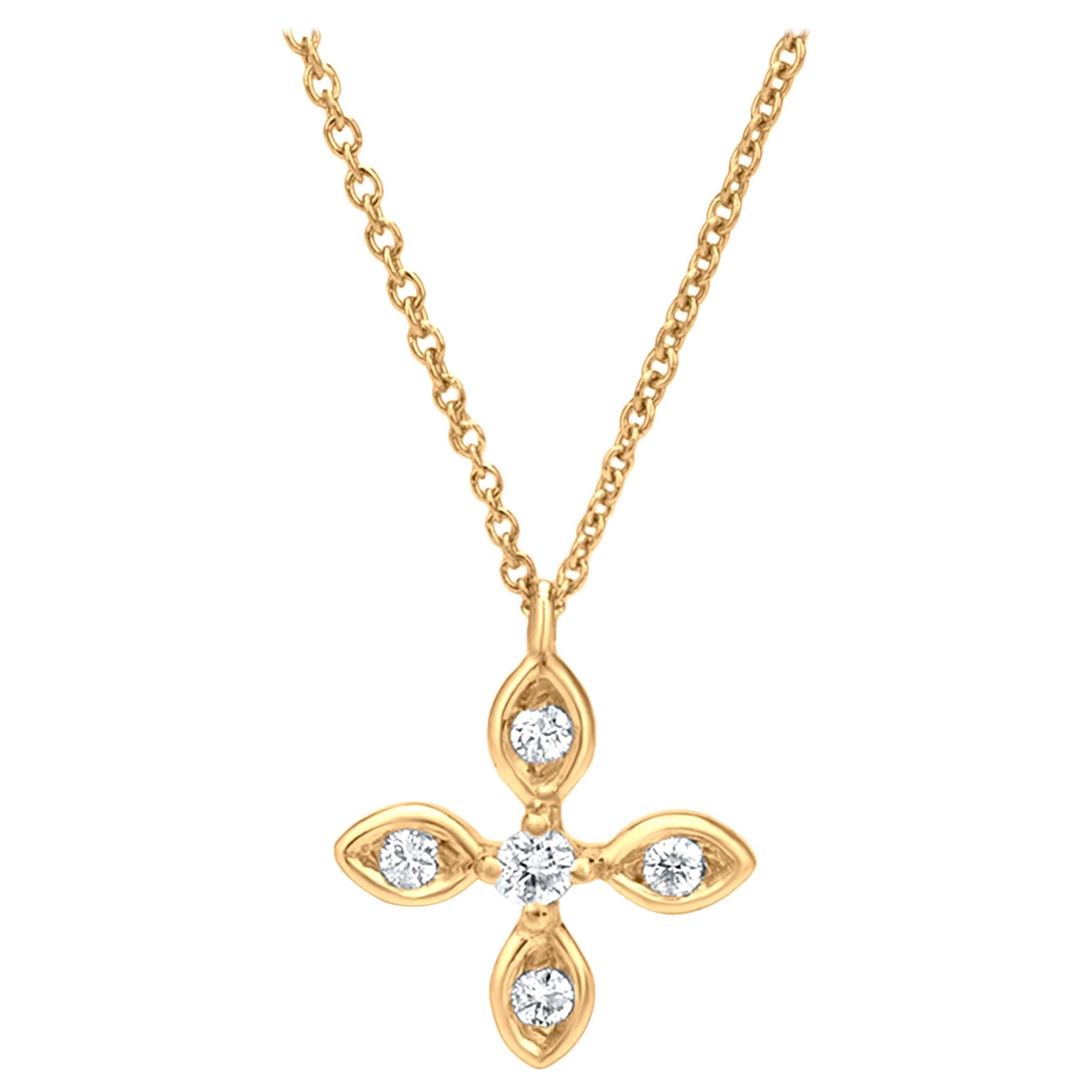 Luxle Diamond Four Leaf Pendant Necklace in 18K Yellow Gold