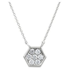 Luxle Hexagonal Diamond Pendant Necklace in 18K White Gold