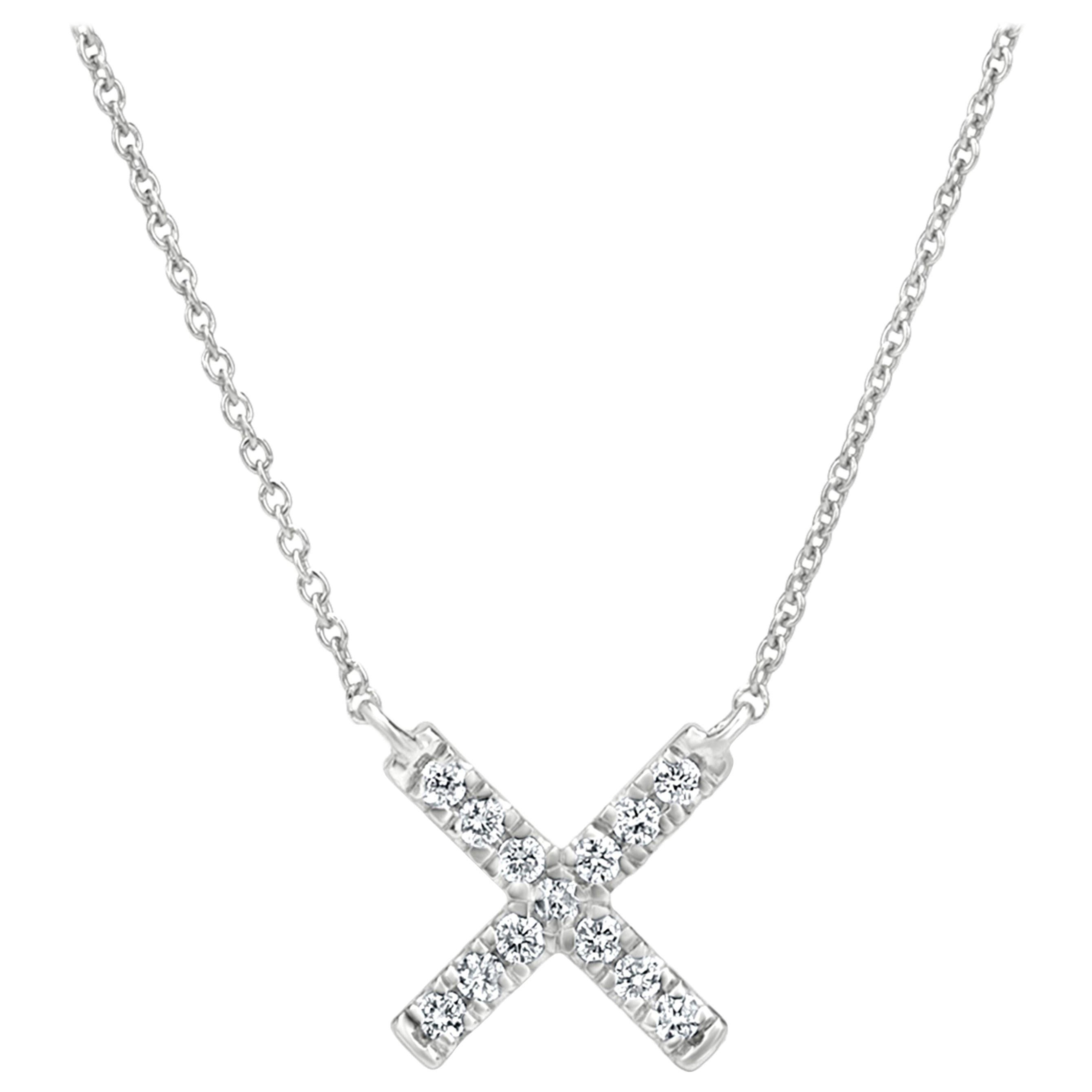 Luxle Diamond x Pendant Necklace in 18k White Gold