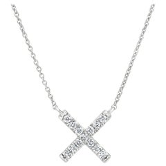 Diamond X Pendant Necklace in 18k White Gold